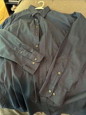 Club Room Men's Navy Button-Down Dress Shirt